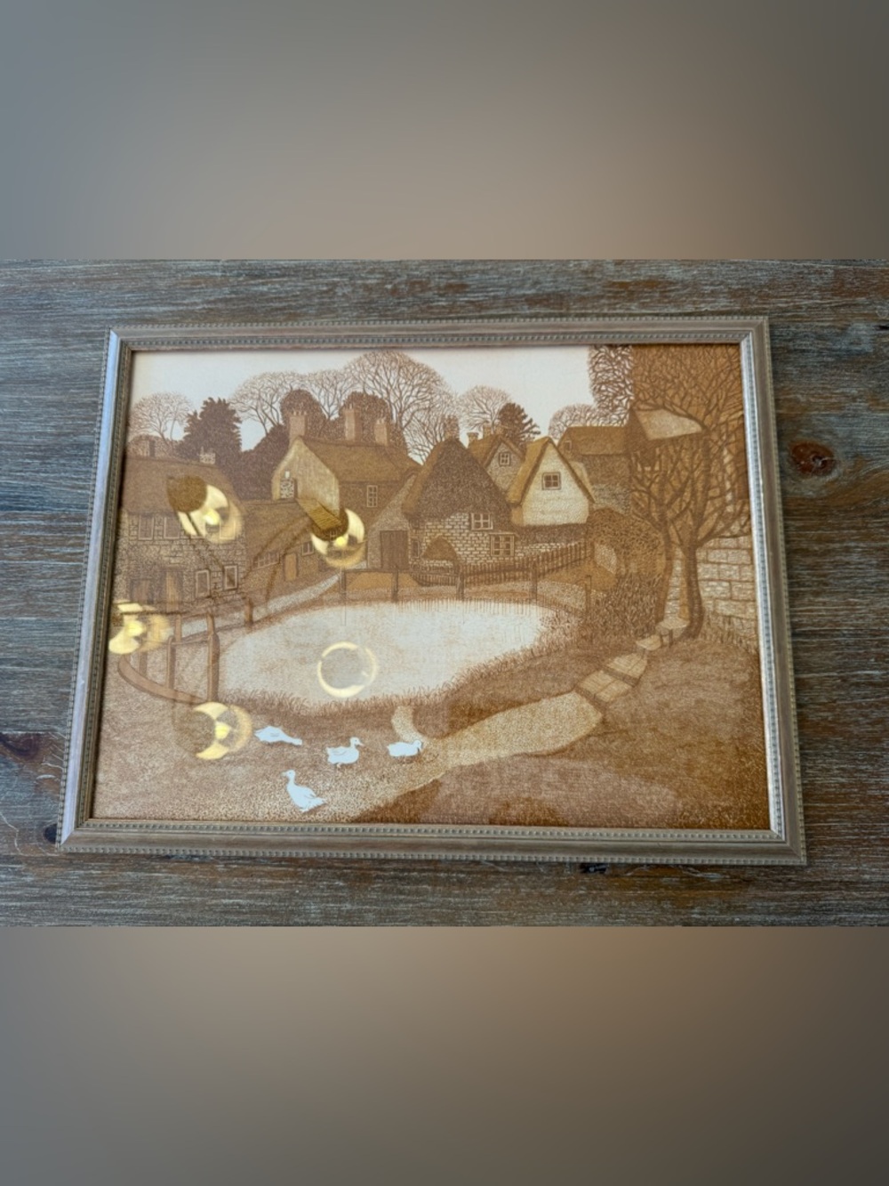 FRAMED 22.25x17.25” ORIGINAL ARTWORK SKETCH, DUCKS BY COTTAGE FARM